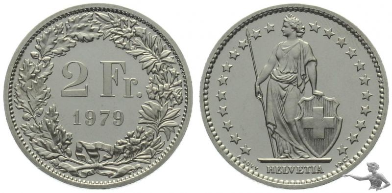 2 Franken 1979 | Prachtstück aus Kursmünzensatz !!!